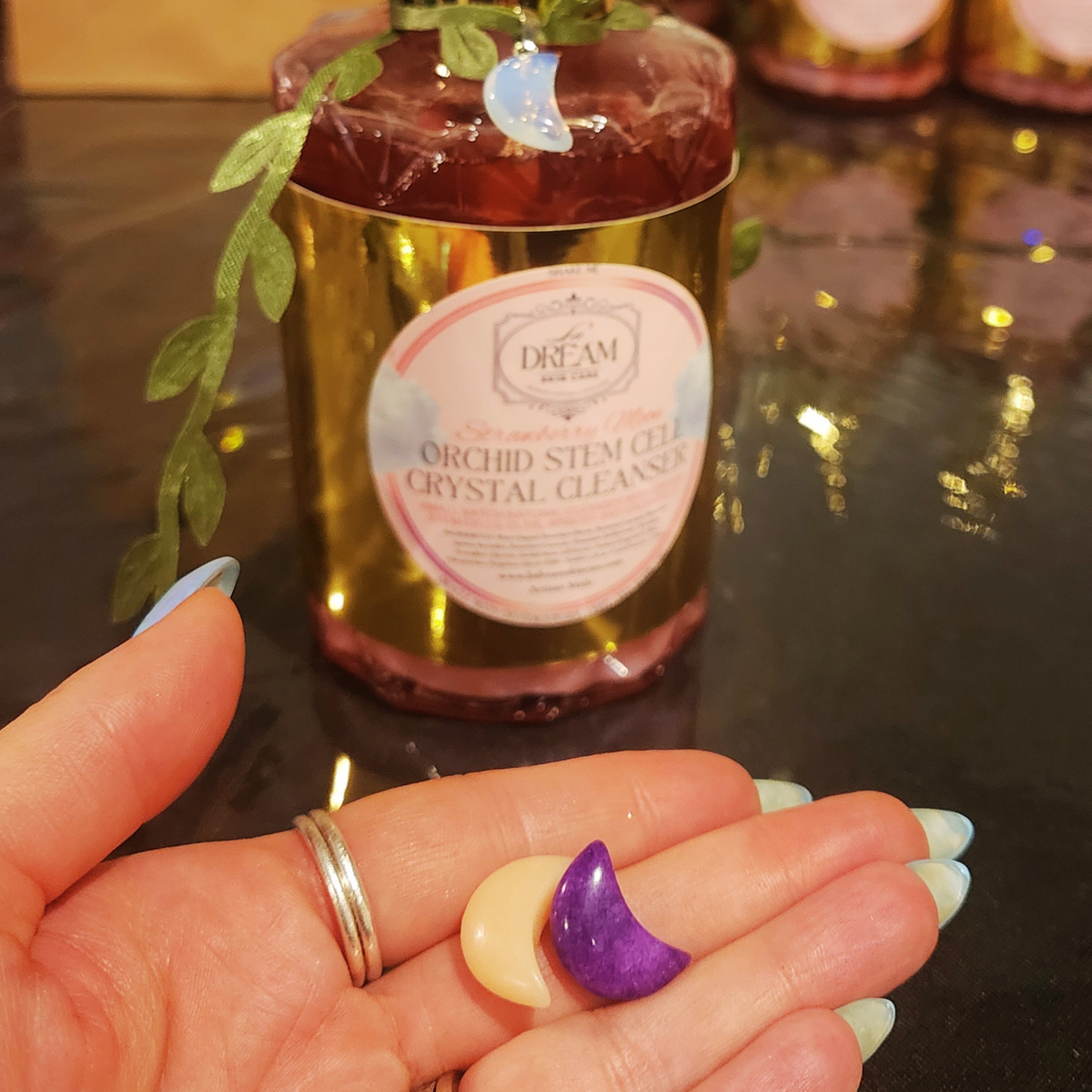 Orchid Stem Cell Crystal Cleanser - (Strawberry Moon) with Luck Charm & Oracle Stones