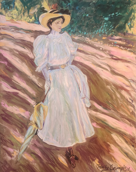 Maria at La Granja, Original Pastel Painting by Kelly Crumpley